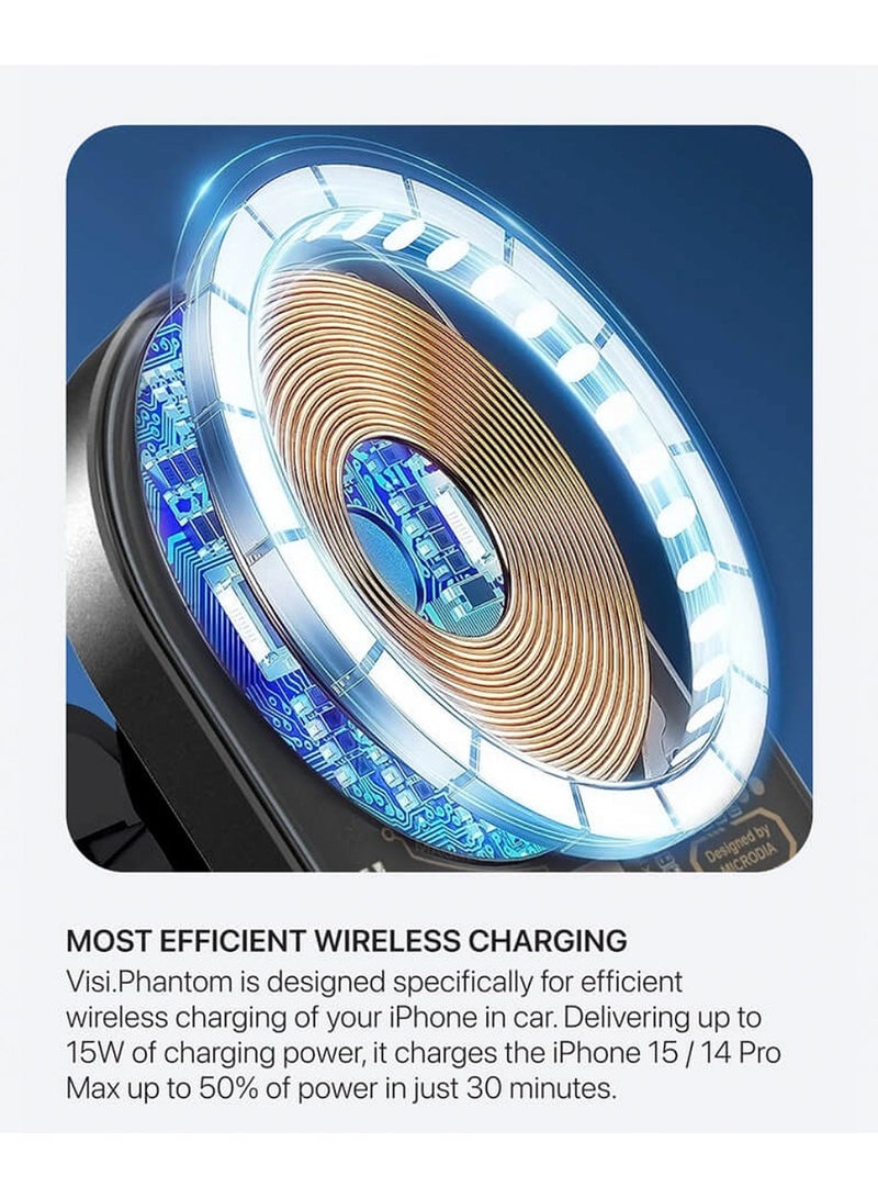 Microdia SNAPDrive Visi.Phantom 15W Wireless Car Charger w/Super Capacitor, Purple - Image 5